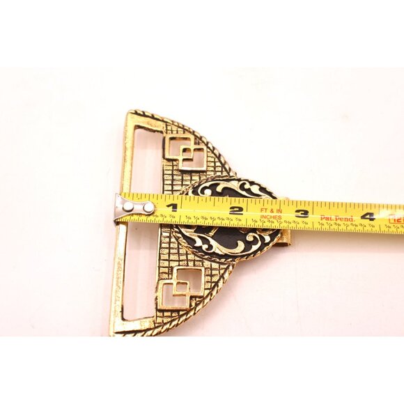 Vintage Wall Belt Towel Holder Gold Tone Black Enamel Dancing Couple Cowboy - Picture 8 of 9